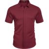 imageCOOFANDY Mens Short Sleeve Wrinkle Free Shirt Casual Button Down Shirt Summer Dress ShirtWine Red