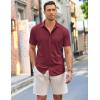 imageCOOFANDY Mens Short Sleeve Wrinkle Free Shirt Casual Button Down Shirt Summer Dress ShirtWine Red