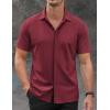 imageCOOFANDY Mens Short Sleeve Wrinkle Free Shirt Casual Button Down Shirt Summer Dress ShirtWine Red