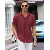 imageCOOFANDY Mens Short Sleeve Wrinkle Free Shirt Casual Button Down Shirt Summer Dress ShirtWine Red