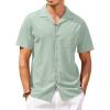 imageCOOFANDY Mens Hawaiian Shirt Short Sleeve Buttoon Down Shirts Casual Tropical Floral Summer Linen ShirtsCeladon Green