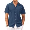 imageCOOFANDY Mens Hawaiian Shirt Short Sleeve Buttoon Down Shirts Casual Tropical Floral Summer Linen ShirtsNavy