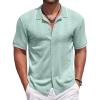 imageCOOFANDY Mens Knit Polo Shirts Button Down Short Sleeve Shirt Summer Casual Beach Vacation TopsLight Green