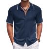 imageCOOFANDY Mens Knit Polo Shirts Button Down Short Sleeve Shirt Summer Casual Beach Vacation TopsNavy Blue