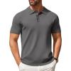 imageCOOFANDY Mens Knit Polo Shirts Casual Short Sleeve Button Down Polo Shirt Classic Golf ShirtsDark Grey