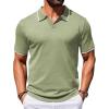 imageCOOFANDY Mens Polo Shirts Short Sleeve Casual Knit Polo Shirt Vintage Golf T Shirts Old Money TopsLight Green
