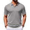 imageCOOFANDY Mens Polo Shirts Short Sleeve Casual Knit Polo Shirt Vintage Golf T Shirts Old Money TopsLight Grey