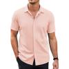 imageCOOFANDY Mens Short Sleeve Wrinkle Free Shirt Casual Button Down Shirt Summer Dress ShirtLight Pink