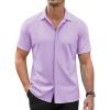 imageCOOFANDY Mens Short Sleeve Wrinkle Free Shirt Casual Button Down Shirt Summer Dress ShirtLilac