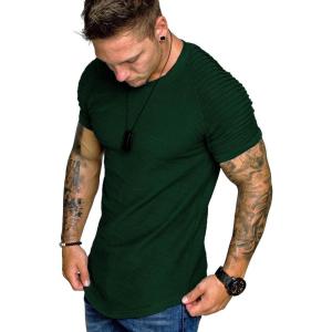 imageCOOFANDY Mens Muscle TShirt Pleated Raglan Sleeve Bodybuilding Gym Tee Short Sleeve Fashion Workout Shirts Hipster ShirtType1  Dark Green