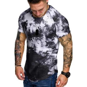 imageCOOFANDY Mens Muscle TShirt Pleated Raglan Sleeve Bodybuilding Gym Tee Short Sleeve Fashion Workout Shirts Hipster ShirtType1  Pattern1 Tie Dye
