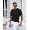 imageCOOFANDY Knit Polo Shirts for Men Short Sleeve Textured Polo Shirt Slim Fit Summer Collared T Shirt with PocketAblack