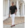 imageCOOFANDY Knit Polo Shirts for Men Short Sleeve Textured Polo Shirt Slim Fit Summer Collared T Shirt with PocketAblack