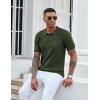 imageCOOFANDY Knit Polo Shirts for Men Short Sleeve Textured Polo Shirt Slim Fit Summer Collared T Shirt with PocketArmy Green