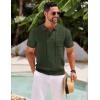 imageCOOFANDY Knit Polo Shirts for Men Short Sleeve Textured Polo Shirt Slim Fit Summer Collared T Shirt with PocketArmy Green