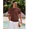 imageCOOFANDY Knit Polo Shirts for Men Short Sleeve Textured Polo Shirt Slim Fit Summer Collared T Shirt with PocketBrown