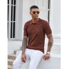 imageCOOFANDY Knit Polo Shirts for Men Short Sleeve Textured Polo Shirt Slim Fit Summer Collared T Shirt with PocketBrown