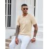 imageCOOFANDY Knit Polo Shirts for Men Short Sleeve Textured Polo Shirt Slim Fit Summer Collared T Shirt with PocketCream