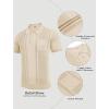 imageCOOFANDY Knit Polo Shirts for Men Short Sleeve Textured Polo Shirt Slim Fit Summer Collared T Shirt with PocketCream