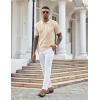 imageCOOFANDY Knit Polo Shirts for Men Short Sleeve Textured Polo Shirt Slim Fit Summer Collared T Shirt with PocketCream