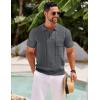 imageCOOFANDY Knit Polo Shirts for Men Short Sleeve Textured Polo Shirt Slim Fit Summer Collared T Shirt with PocketDark Grey