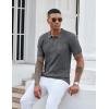 imageCOOFANDY Knit Polo Shirts for Men Short Sleeve Textured Polo Shirt Slim Fit Summer Collared T Shirt with PocketDark Grey