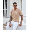 imageCOOFANDY Knit Polo Shirts for Men Short Sleeve Textured Polo Shirt Slim Fit Summer Collared T Shirt with PocketKhaki