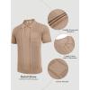 imageCOOFANDY Knit Polo Shirts for Men Short Sleeve Textured Polo Shirt Slim Fit Summer Collared T Shirt with PocketKhaki