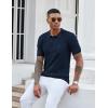 imageCOOFANDY Knit Polo Shirts for Men Short Sleeve Textured Polo Shirt Slim Fit Summer Collared T Shirt with PocketNavy Blue