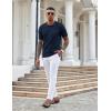 imageCOOFANDY Knit Polo Shirts for Men Short Sleeve Textured Polo Shirt Slim Fit Summer Collared T Shirt with PocketNavy Blue