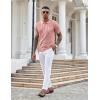 imageCOOFANDY Knit Polo Shirts for Men Short Sleeve Textured Polo Shirt Slim Fit Summer Collared T Shirt with PocketPink
