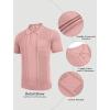 imageCOOFANDY Knit Polo Shirts for Men Short Sleeve Textured Polo Shirt Slim Fit Summer Collared T Shirt with PocketPink
