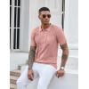 imageCOOFANDY Knit Polo Shirts for Men Short Sleeve Textured Polo Shirt Slim Fit Summer Collared T Shirt with PocketPink