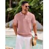 imageCOOFANDY Knit Polo Shirts for Men Short Sleeve Textured Polo Shirt Slim Fit Summer Collared T Shirt with PocketPink
