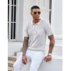imageCOOFANDY Knit Polo Shirts for Men Short Sleeve Textured Polo Shirt Slim Fit Summer Collared T Shirt with PocketWhite