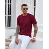 imageCOOFANDY Knit Polo Shirts for Men Short Sleeve Textured Polo Shirt Slim Fit Summer Collared T Shirt with PocketWine Red