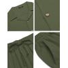imageCOOFANDY Men 2 Piece Linen Outfit Beach Button Down Shirt Casual Loose Pant SetsArmy Green