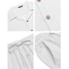 imageCOOFANDY Men 2 Piece Linen Outfit Beach Button Down Shirt Casual Loose Pant SetsAwhite