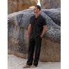 imageCOOFANDY Men 2 Piece Linen Outfit Beach Button Down Shirt Casual Loose Pant SetsBlack