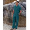 imageCOOFANDY Men 2 Piece Linen Outfit Beach Button Down Shirt Casual Loose Pant SetsBlue Green