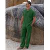 imageCOOFANDY Men 2 Piece Linen Outfit Beach Button Down Shirt Casual Loose Pant SetsBright Green