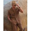 imageCOOFANDY Men 2 Piece Linen Outfit Beach Button Down Shirt Casual Loose Pant SetsBrown