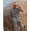 imageCOOFANDY Men 2 Piece Linen Outfit Beach Button Down Shirt Casual Loose Pant SetsGrey