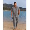 imageCOOFANDY Men 2 Piece Linen Outfit Beach Button Down Shirt Casual Loose Pant SetsGrey