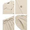 imageCOOFANDY Men 2 Piece Linen Outfit Beach Button Down Shirt Casual Loose Pant SetsKhaki