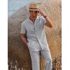 imageCOOFANDY Men 2 Piece Linen Outfit Beach Button Down Shirt Casual Loose Pant SetsLight Grey
