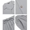 imageCOOFANDY Men 2 Piece Linen Outfit Beach Button Down Shirt Casual Loose Pant SetsLight Grey
