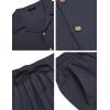 imageCOOFANDY Men 2 Piece Linen Outfit Beach Button Down Shirt Casual Loose Pant SetsNavy Blue
