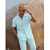 imageCOOFANDY Men 2 Piece Linen Outfit Beach Button Down Shirt Casual Loose Pant SetsSky Blue