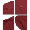 imageCOOFANDY Men 2 Piece Linen Outfit Beach Button Down Shirt Casual Loose Pant SetsWine Red